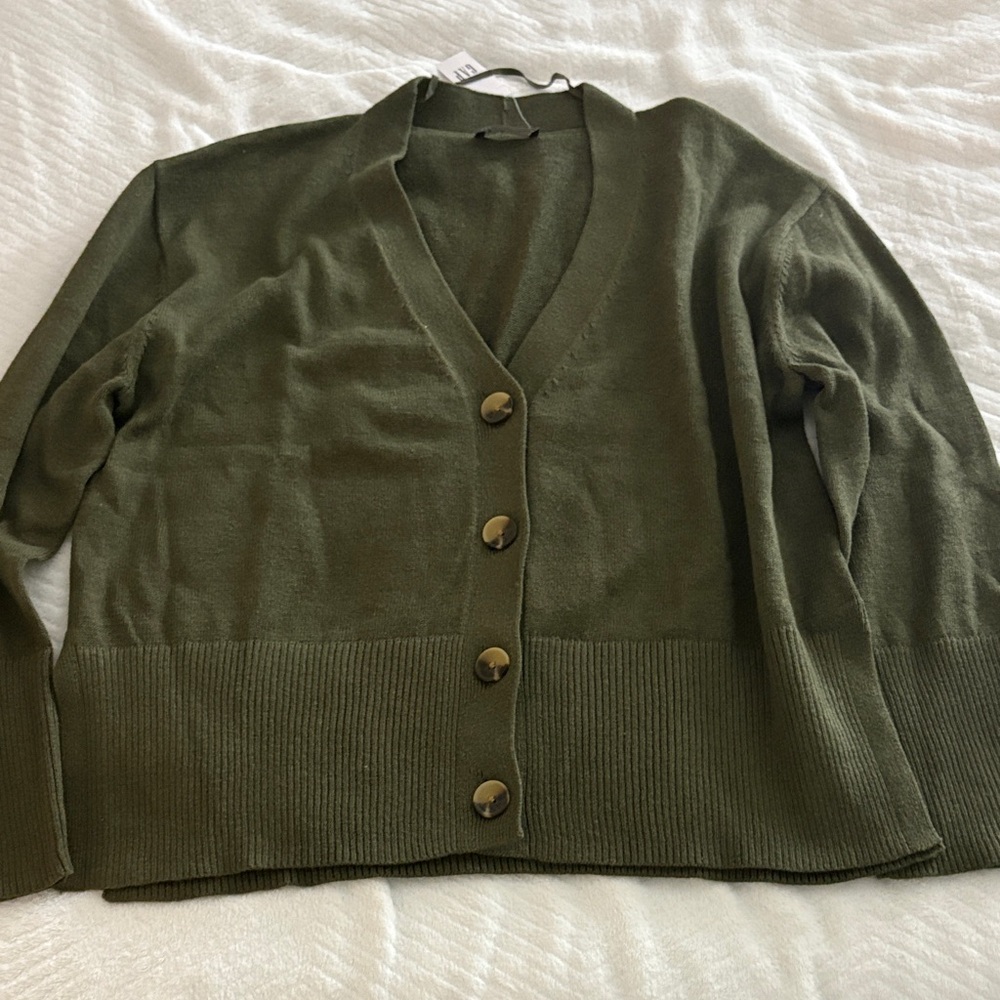 GAP Olive Button-Up Cardigan